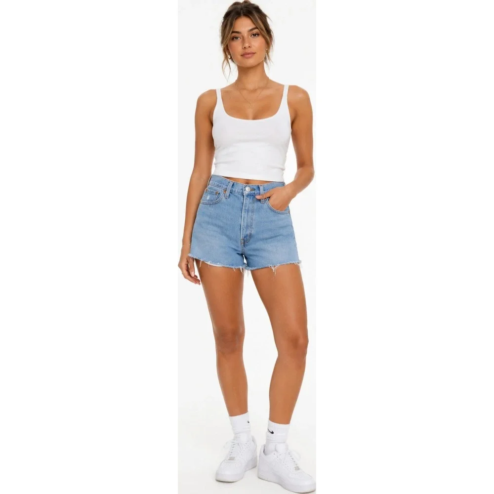LEVI'S 501 Cutoff Denim Shorts Size W27 Light Wash Raw Hem
